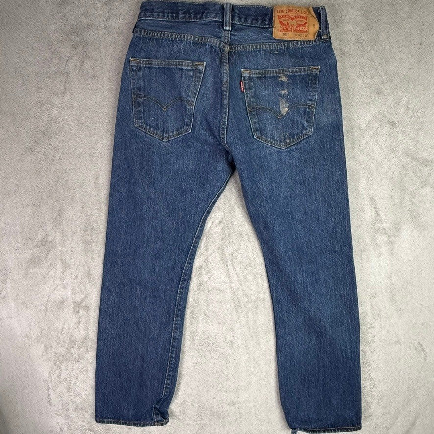 Levi's 501 Button Fly Jeans Medium Wash Denim Straight Leg Men's Size 32x30