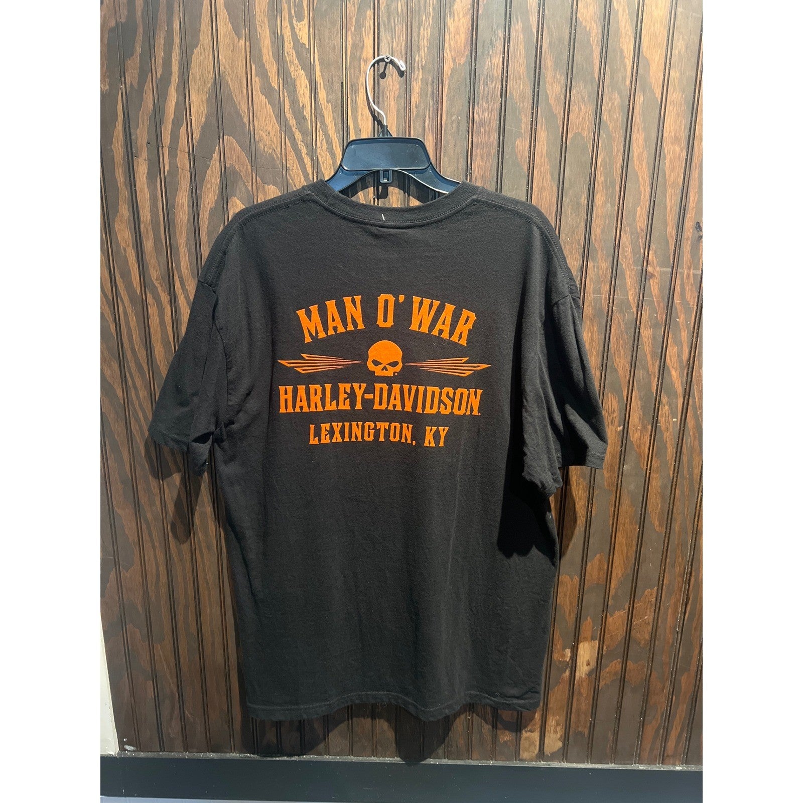 Harley-Davidson Skeleton Biker Flame Graphic T-Shirt Black Mens Large 29.5x21