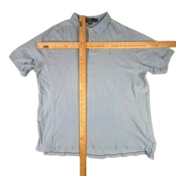 Polo Ralph Lauren Mens XXL Light Blue Short Sleeve Cotton Mesh Polo Shirt