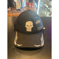 Black Skull M9 Embroidered Baseball Cap White Flame Brim Biker Hat Adjustable