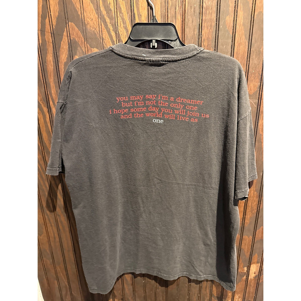 Vintage John Lennon Imagine T Shirt Mens XL Stedman Hanes Faded Black 90s Music