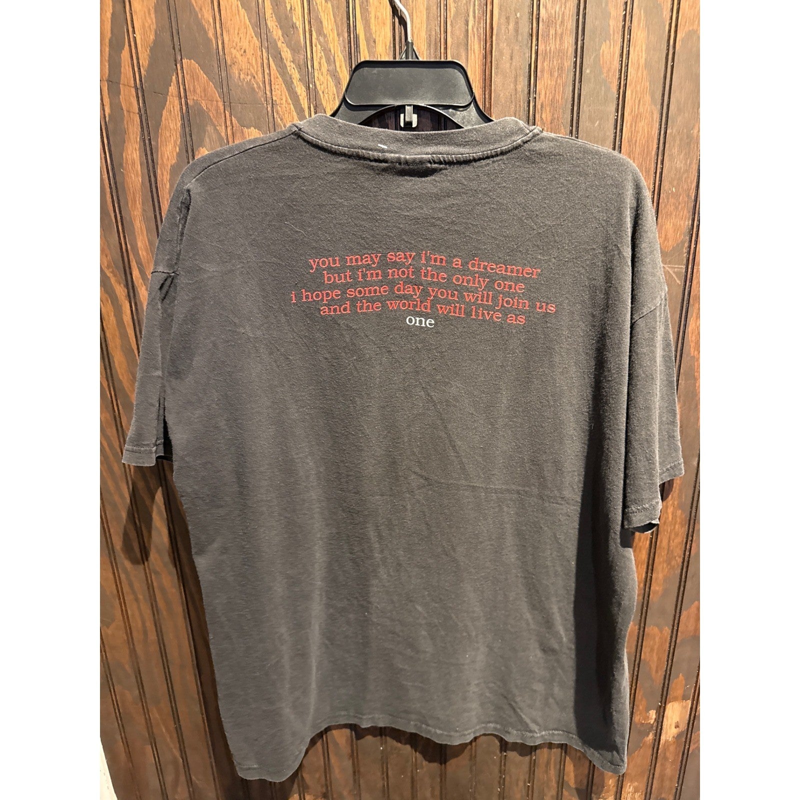 Vintage John Lennon Imagine T Shirt Mens XL Stedman Hanes Faded Black 90s Music
