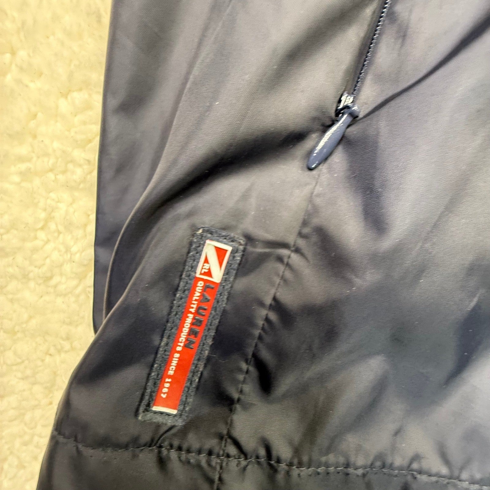 Lauren Ralph Lauren Mens Navy Blue Red Trim Full Zip Casual Jacket Size S