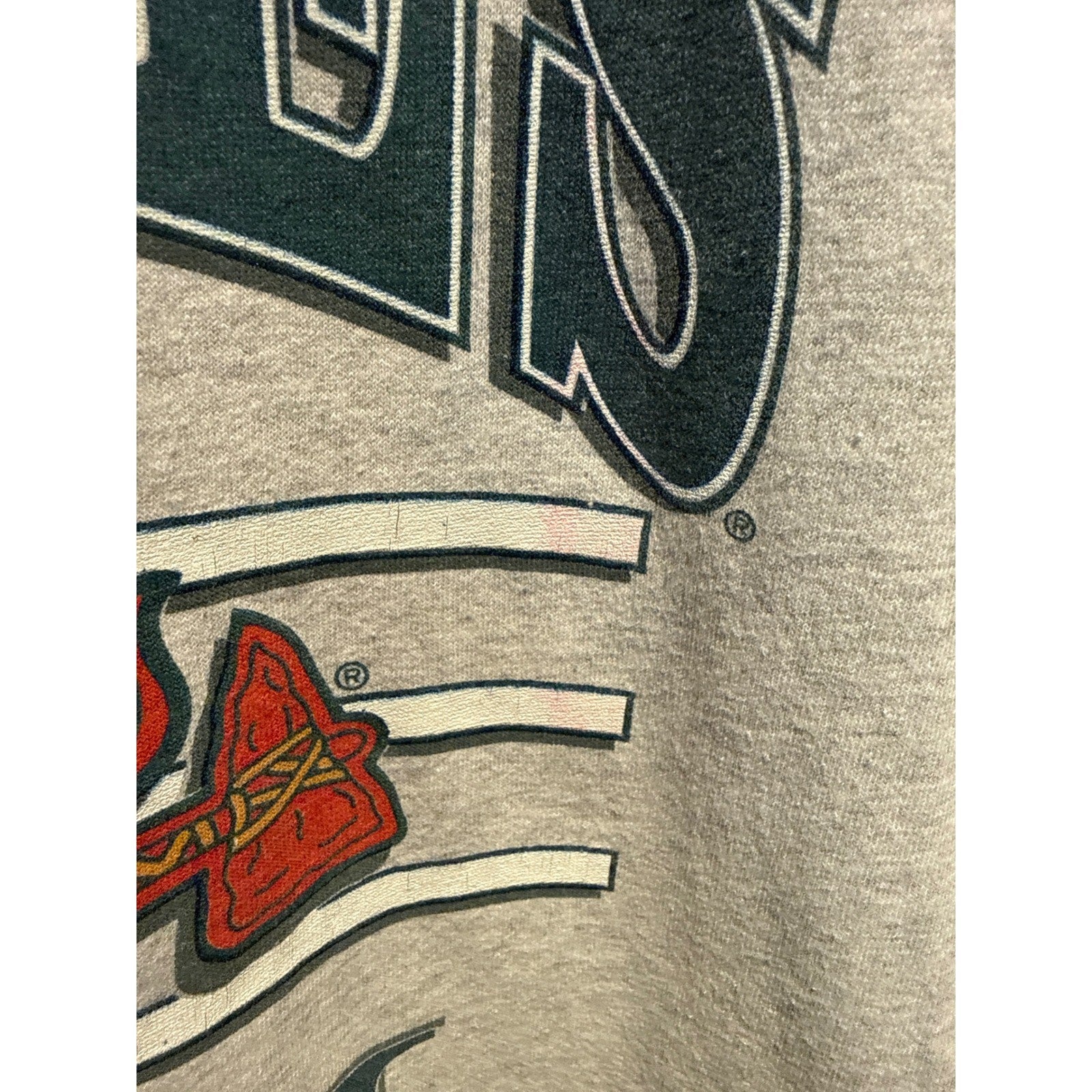 Vintage Atlanta Braves Salem Sportswear T-Shirt Heather Gray MLB 90s XXL Graphic