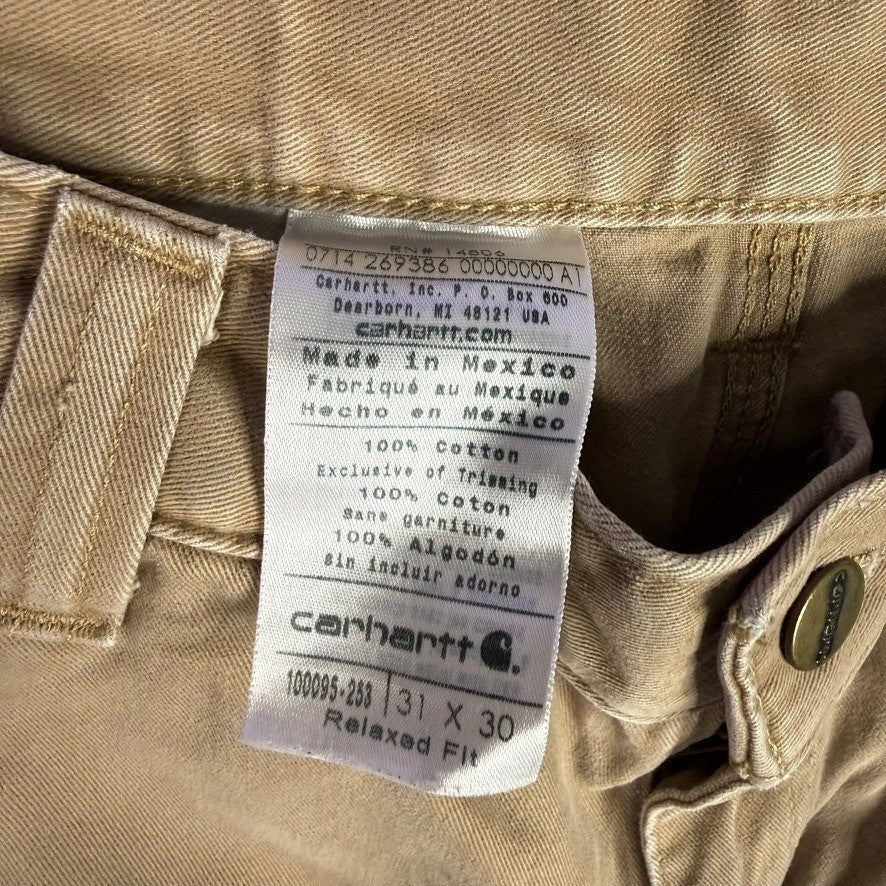 Carhartt Mens Relaxed Fit Khaki Work Pants Size 31x30 Cotton
