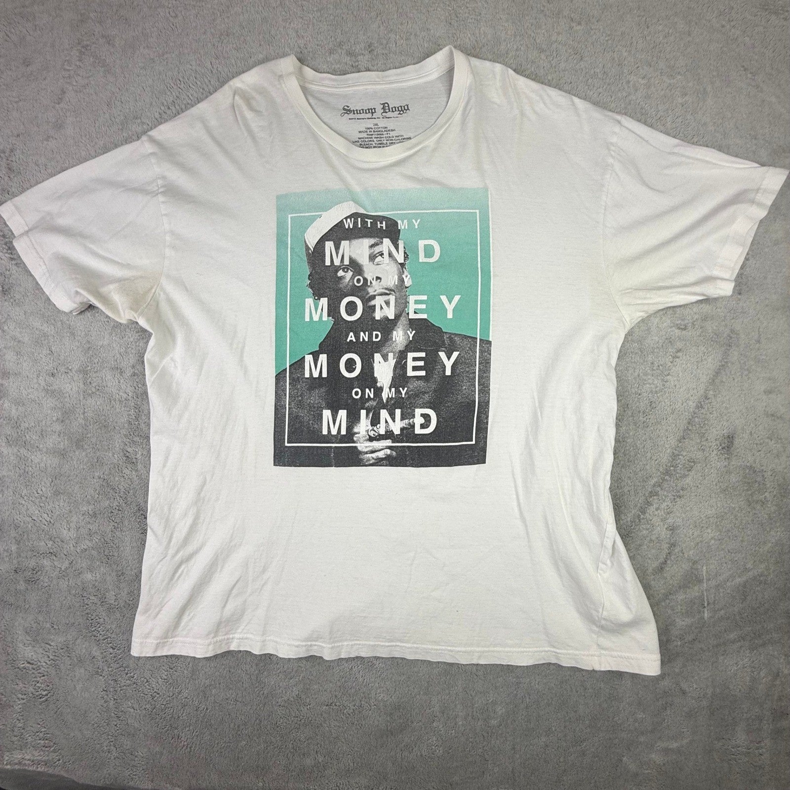 Snoop Dogg Graphic T Shirt Mens 2XL White Cotton Money Mind Print