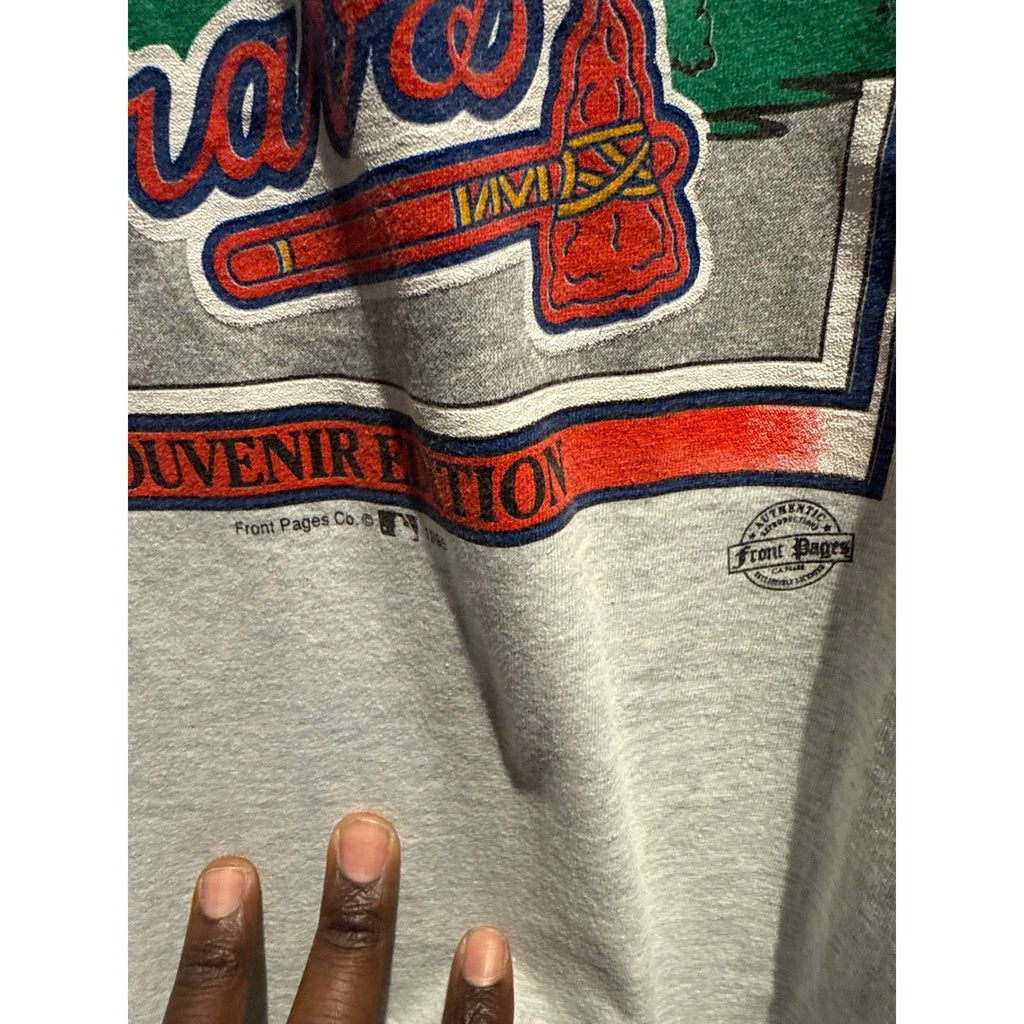 Vintage Atlanta Braves 1995 World Series Champions T-Shirt Heather Gray XL Artex