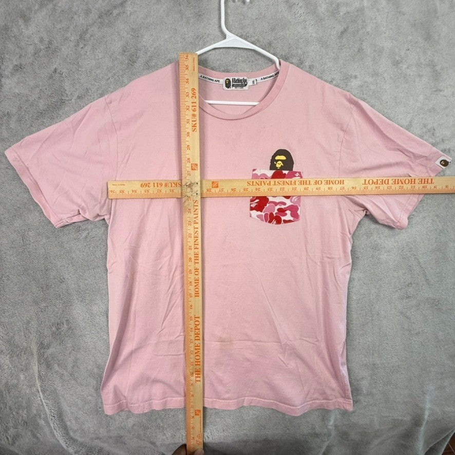 BAPE A Bathing Ape Pink Camo Pocket Ape Head T Shirt Size 2XL