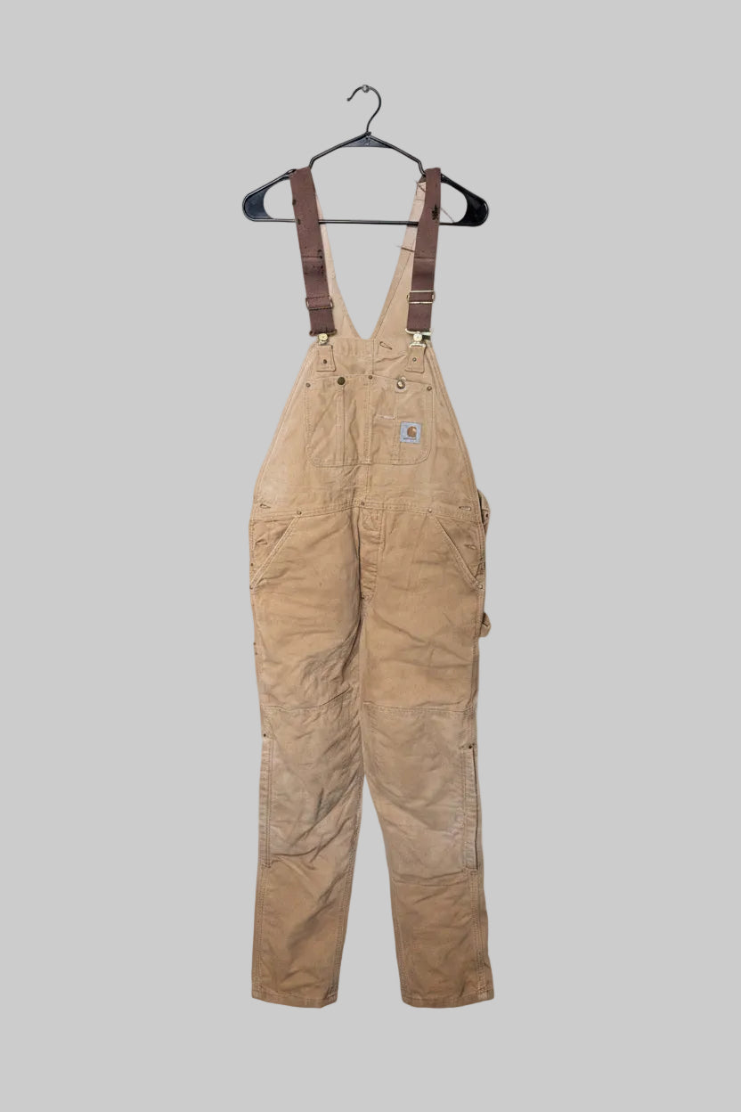 Carhartt Tan Duck Canvas Bib Overalls Workwear Dungarees Men's Size XL