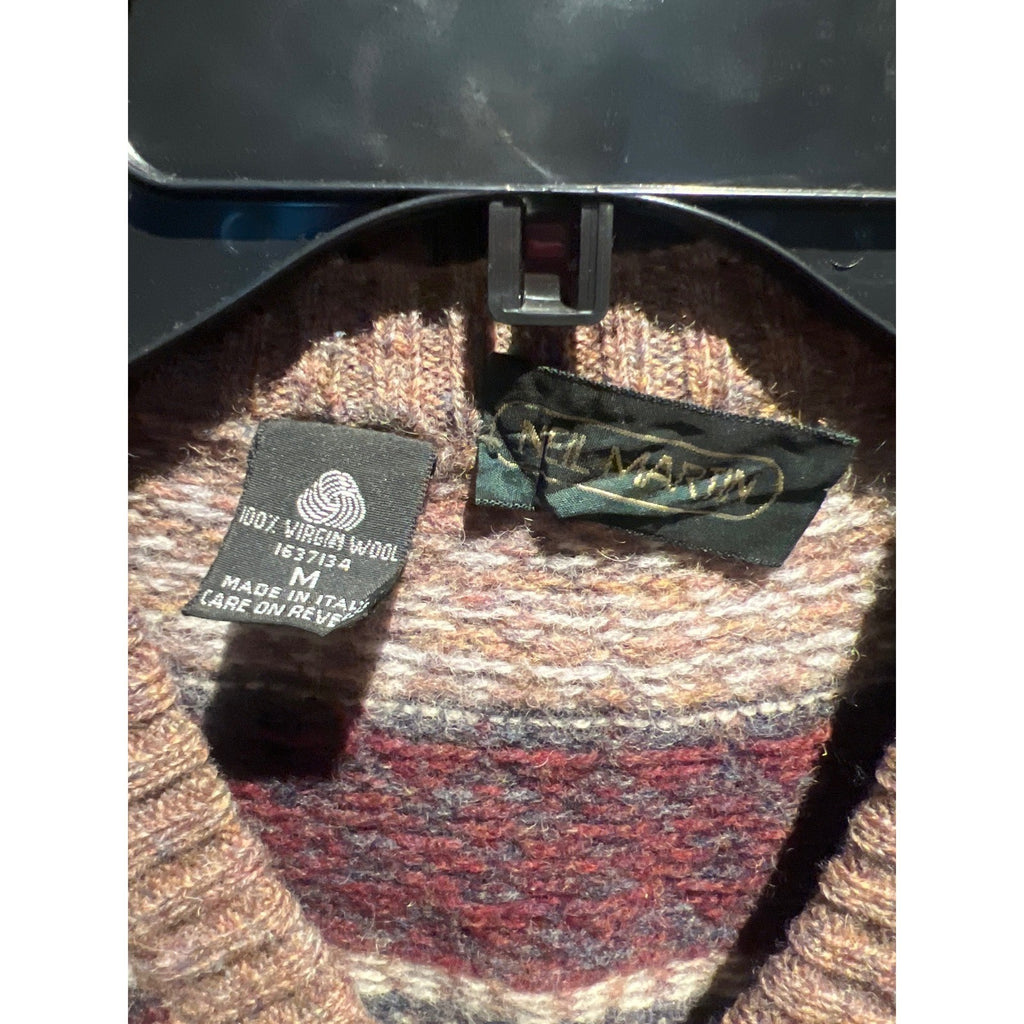 Neil Martin Mens Virgin Wool Fair Isle Sweater Vest Brown V-Neck Made in Italy M