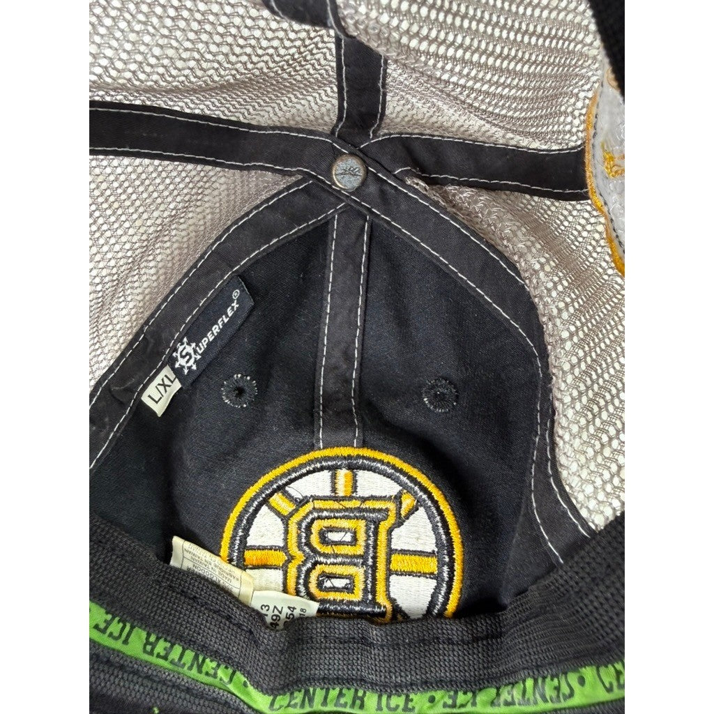 Boston Bruins NHL Reebok Center Ice Trucker Hat Black Yellow Flexfit L XL