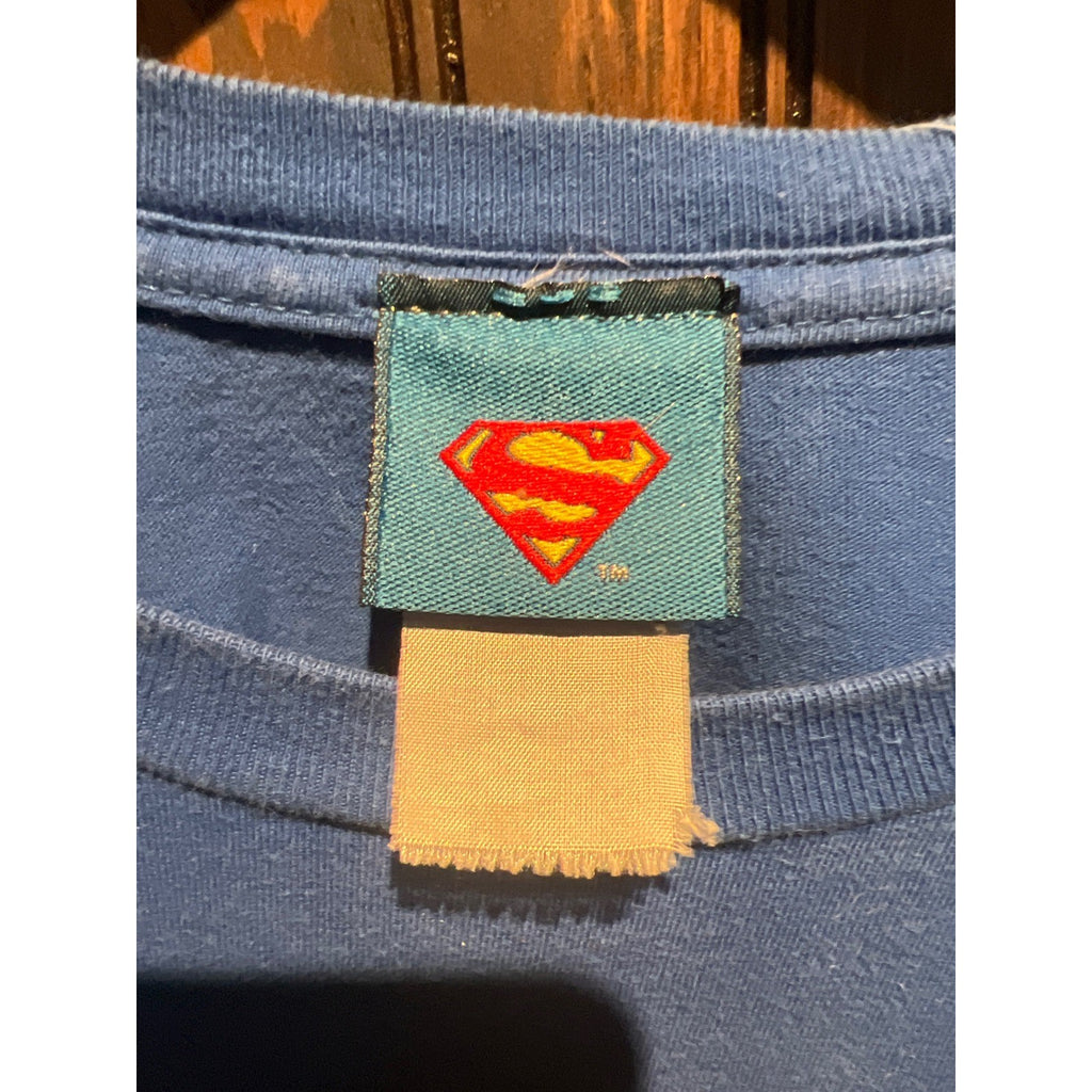 Vintage Superman DC Comics Graphic T-Shirt Blue Mens XL 23x29
