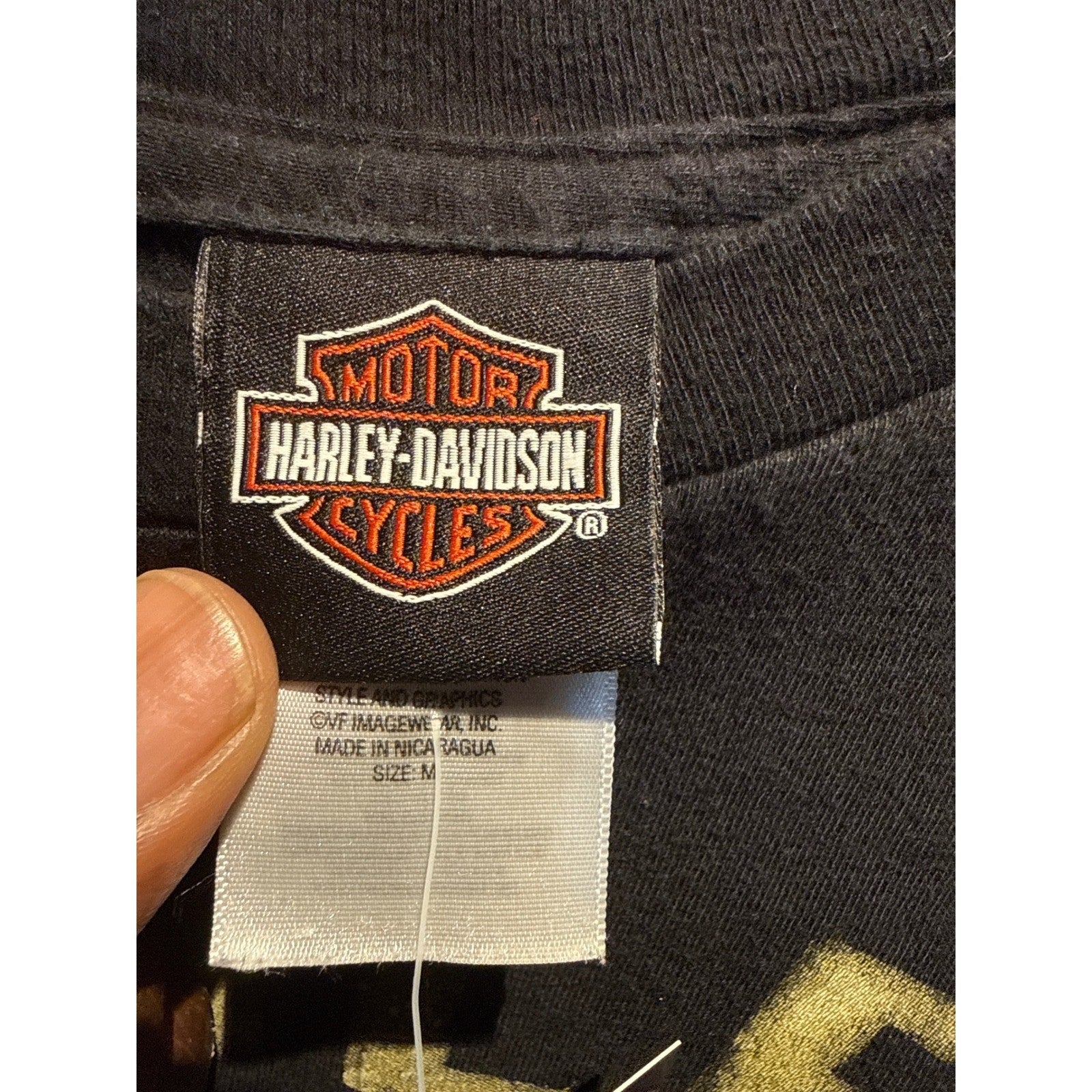 Harley-Davidson Graphic T-Shirt Mens Large Black Distressed Winged Logo Biker T
