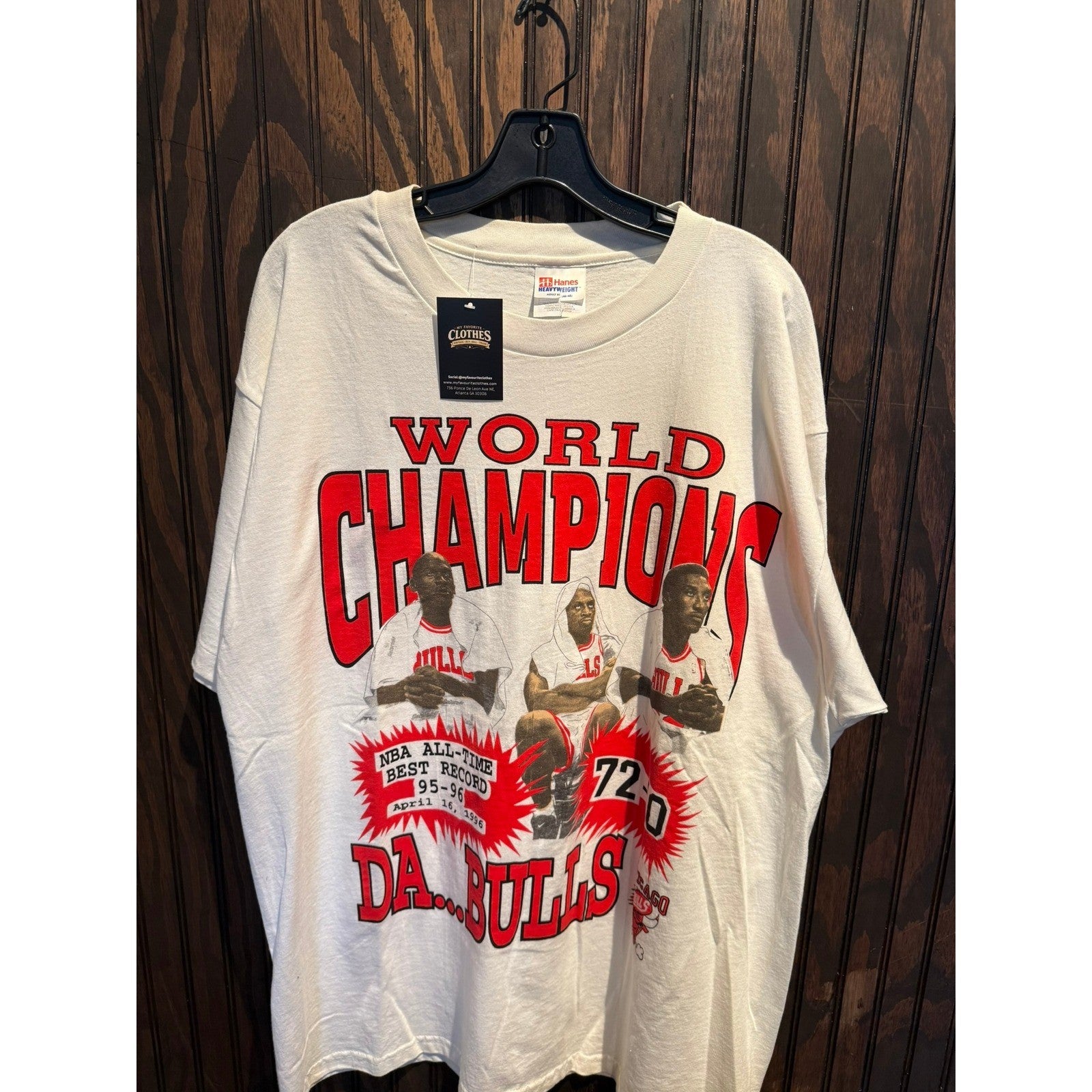 Vintage Hanes Chicago Bulls World Champions T-Shirt Jordan Pippen Rodman XL