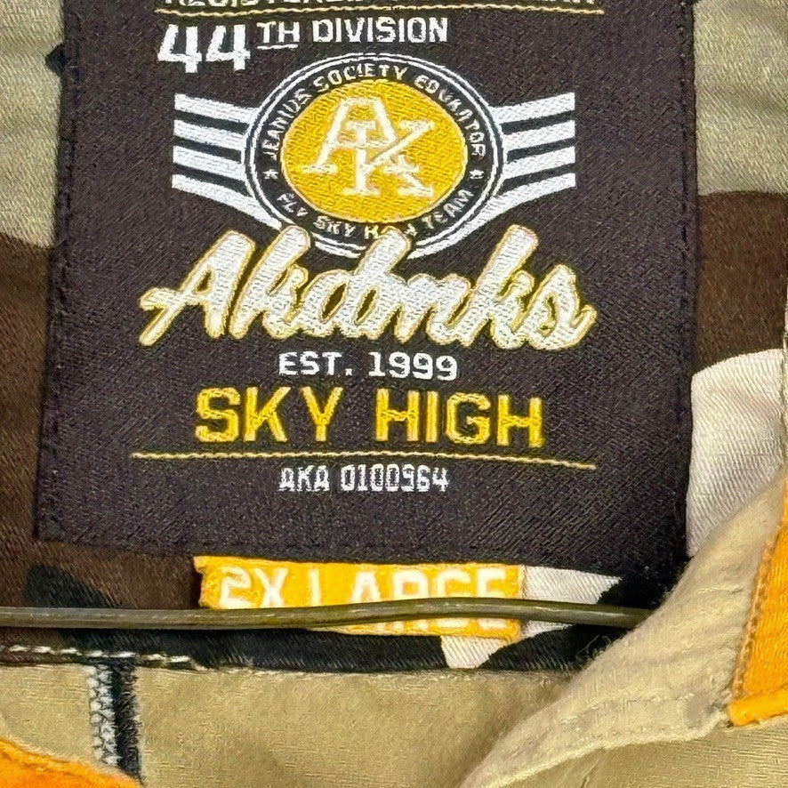 Akdmks Sky High Button Up Shirt Tan Long Sleeve 2XL Men's