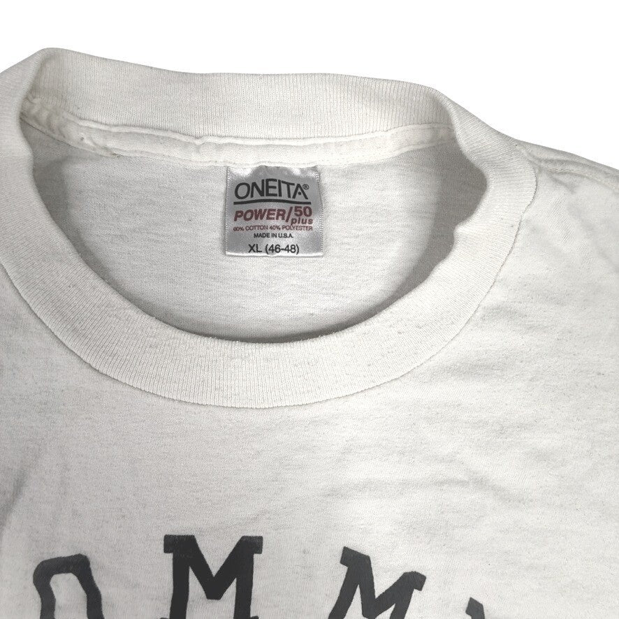 Vintage Tommy Hilfiger Crest Logo T Shirt Mens XL Beige Oneita Power Cotton