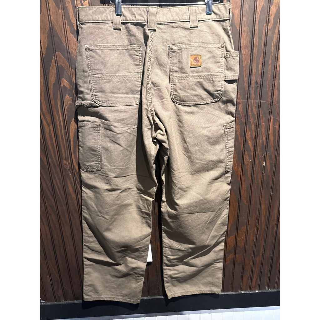 Carhartt Loose Fit Canvas Carpenter Pants Tan Brown Mens 34x30 Utility Workwear