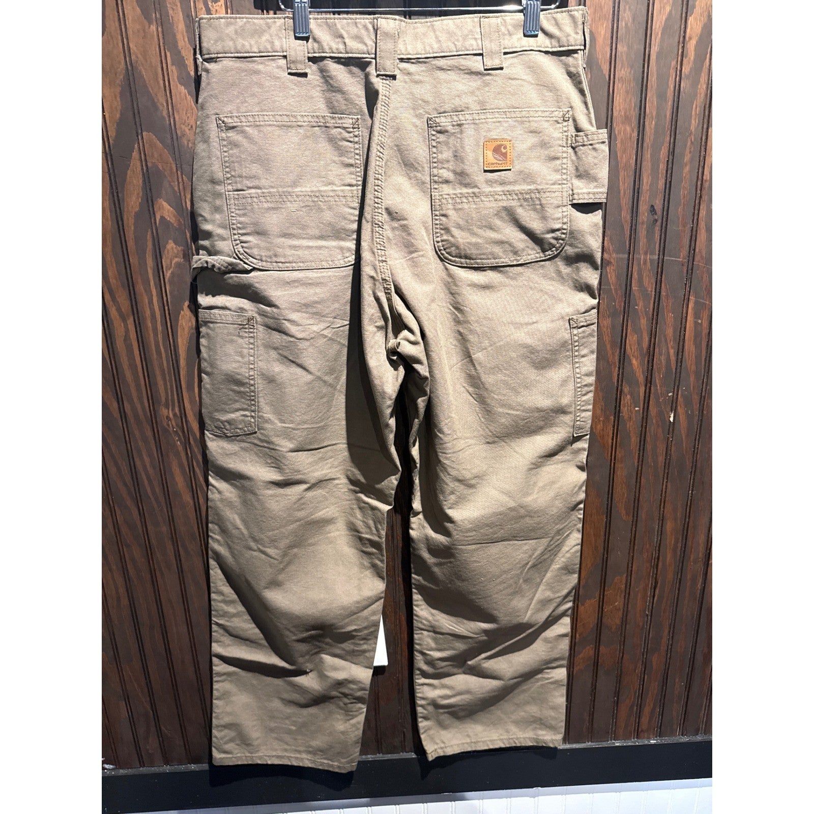 Carhartt Loose Fit Canvas Carpenter Pants Tan Brown Mens 34x30 Utility Workwear