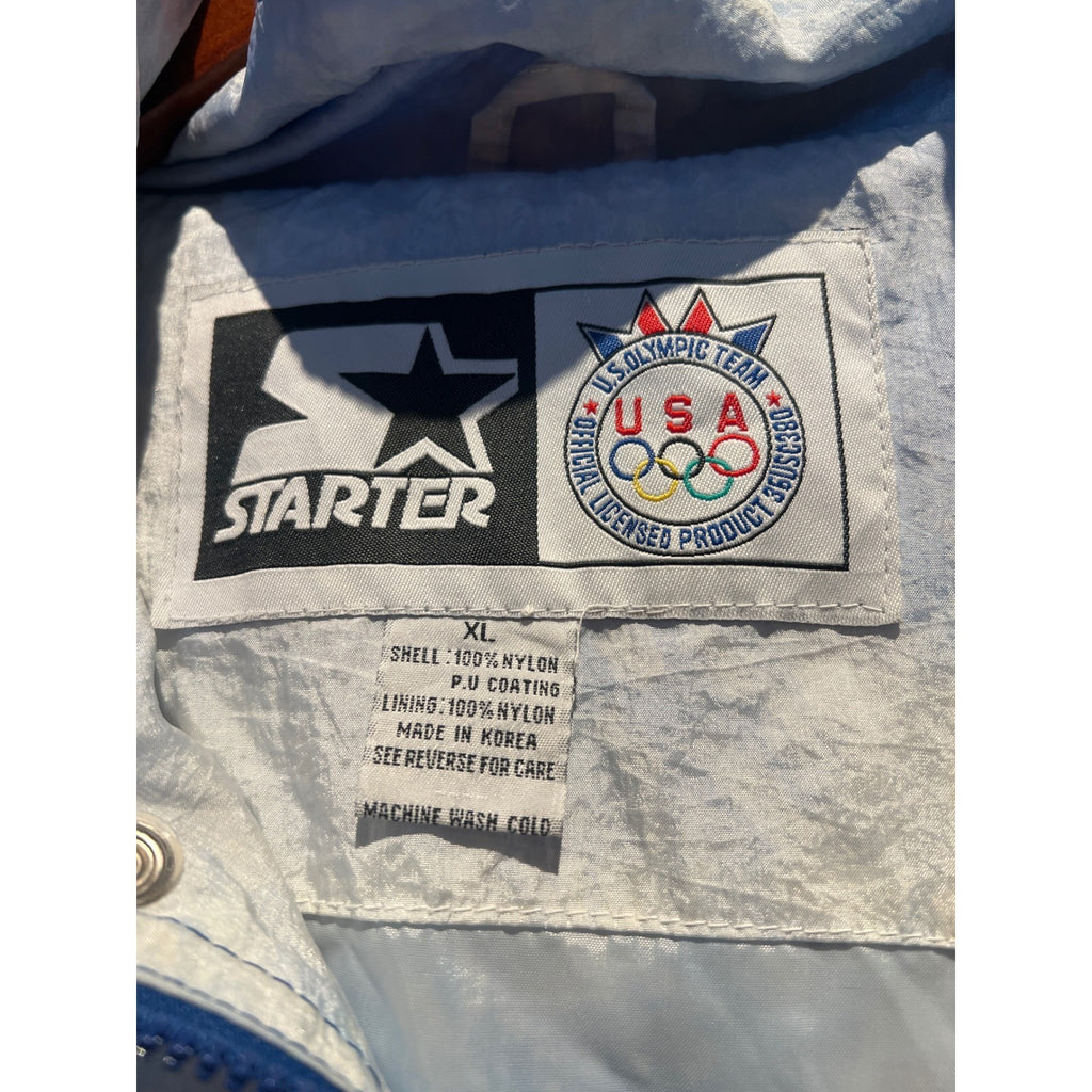 Vintage Starter USA Olympics Windbreaker Half Zip Pullover Jacket Blue White Red