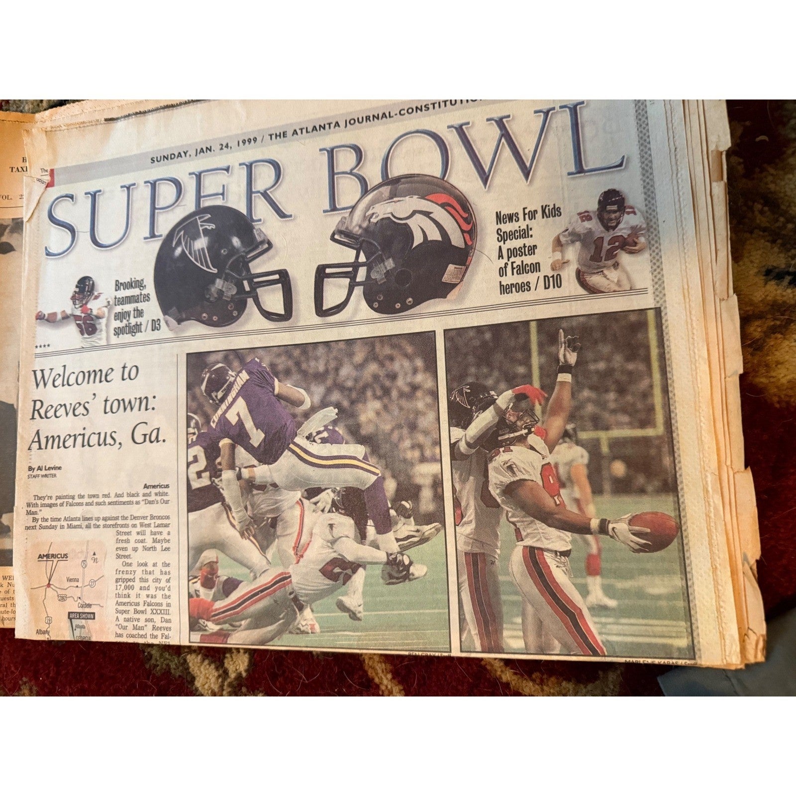 Vintage 1999 Atlanta Journal-Constitution Super Bowl XXXIII Falcons vs Broncos