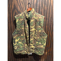 Vintage Camouflage Quilted Vest Mens XL Woodland Camo Full Zip Hunting Utility