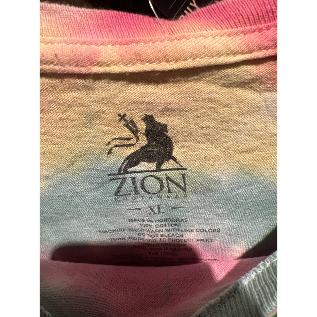 Bob Marley & The Wailers Exodus Tie Dye Graphic T-Shirt Pink Teal Yellow XL