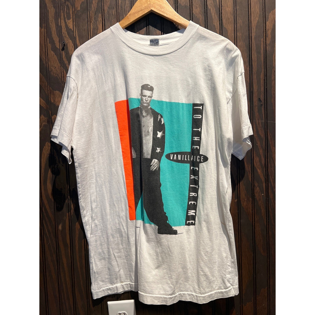 Vintage 1990 Vanilla Ice To The Extreme Tour Shirt White Single Stitch XL 22x28