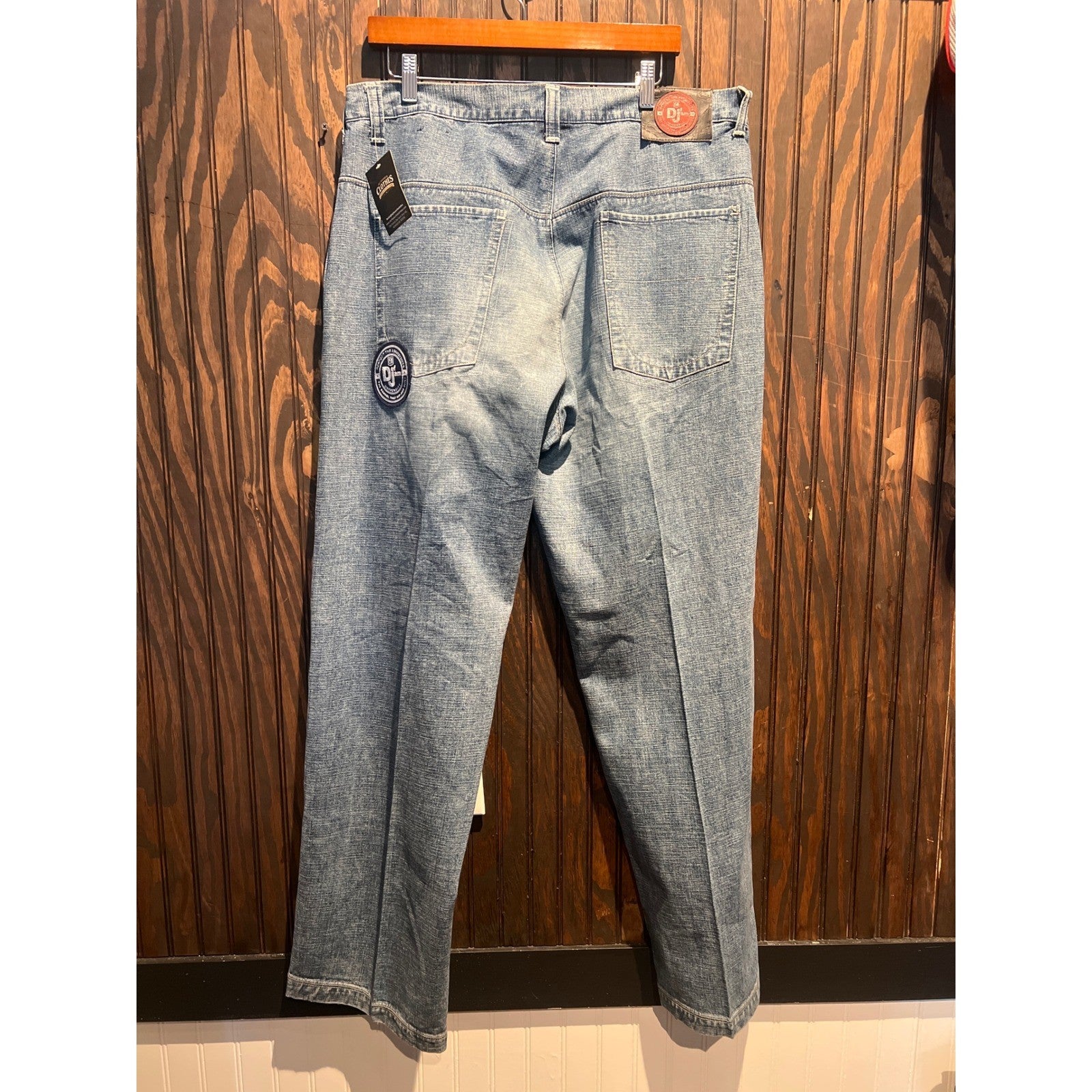 Def Jam University Mens Straight Leg Light Wash Denim Jeans 38x34 Embroidered