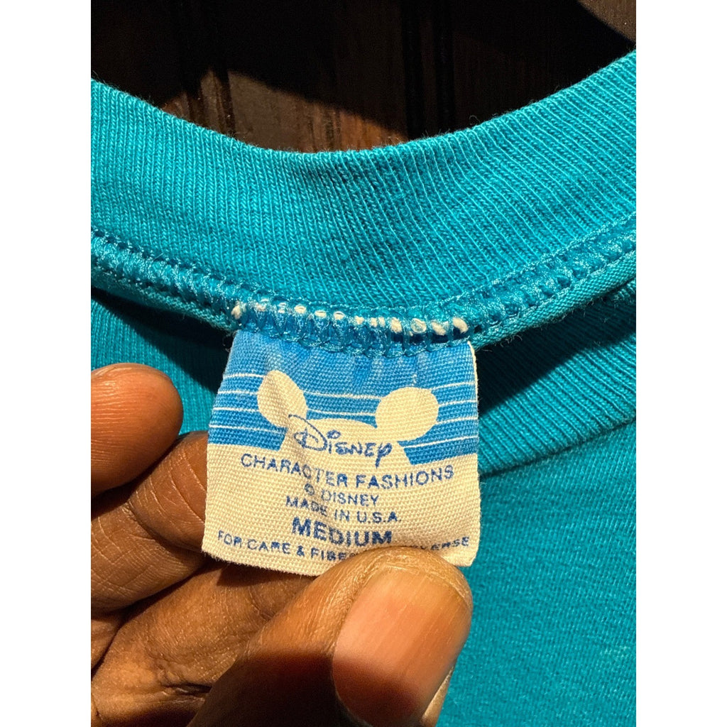Vintage Disney Donald Duck Star Graphic T-Shirt Blue Single Stitch 90s Mens S/M