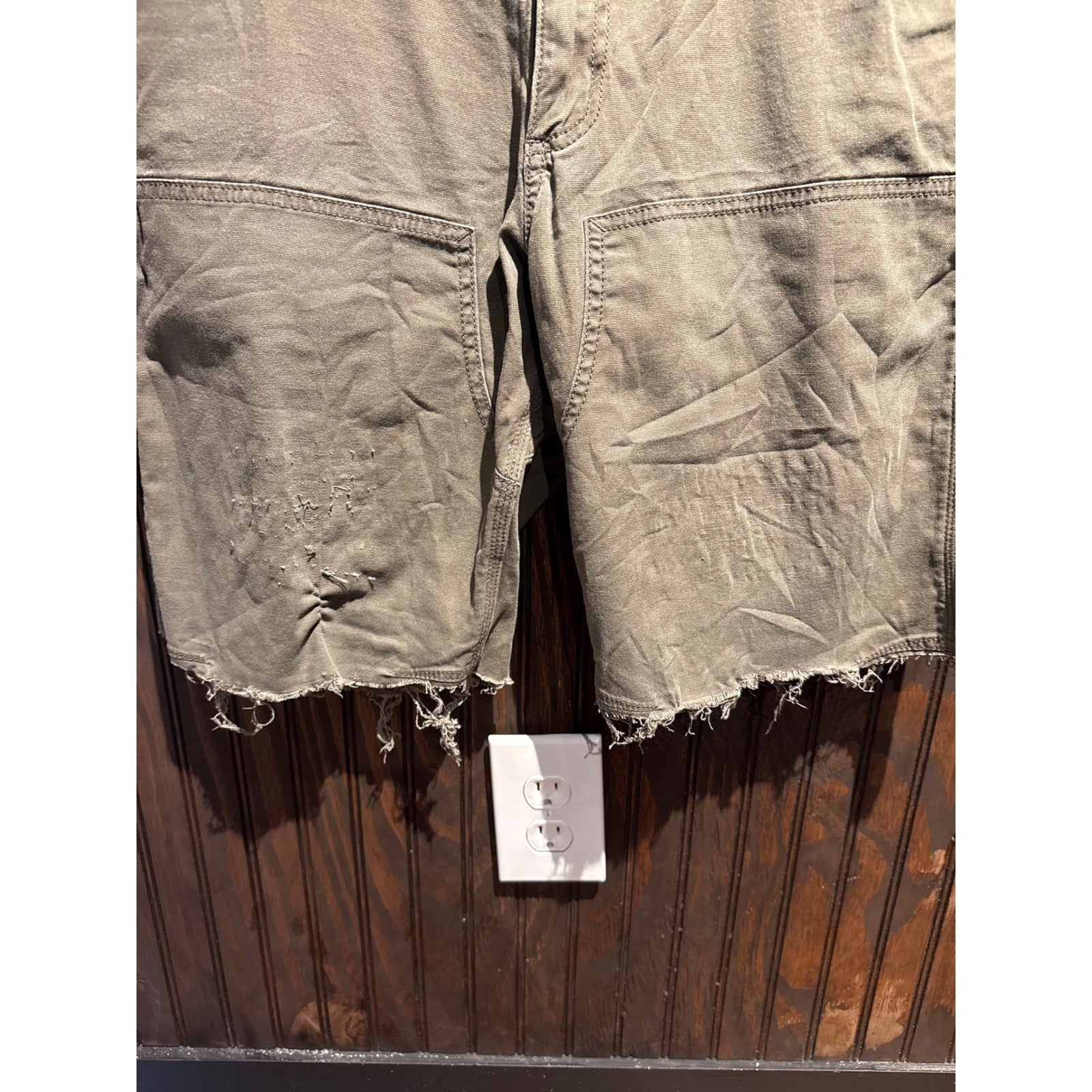 Carhartt Mens Relaxed Fit Double knee Canvas Cutoff Shorts Olive Green 34