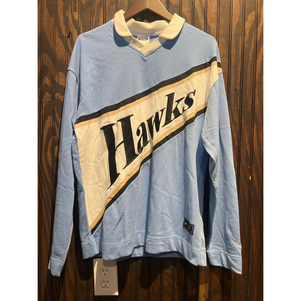 Vintage Nutmeg Mills Atlanta Hawks Sweatshirt Light Blue Collared Pullover XL