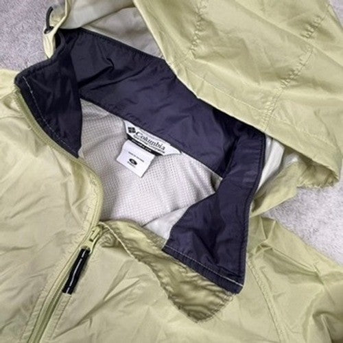 Columbia Women's Lightweight Hooded Windbreaker Jacket Pale Yellow Dark Gray S