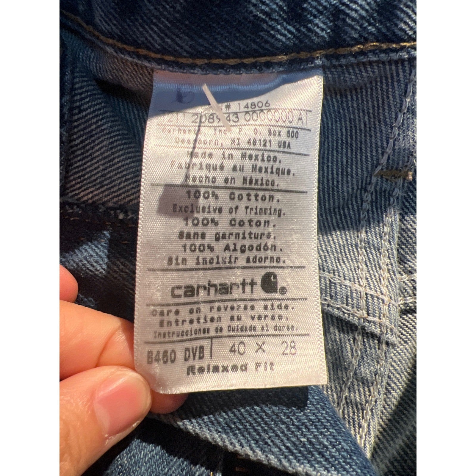 Carhartt Relaxed Fit Tapered Leg Jeans Mens 40x28 Light Wash Blue Denim Workwear
