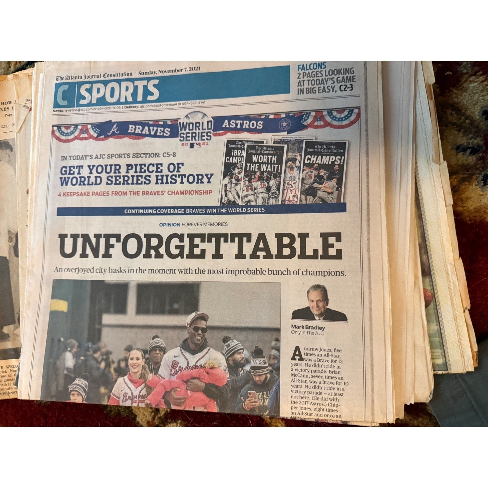 Atlanta Braves 2021 World Series AJC Newspaper Unforgettable November 7 2021 MLB