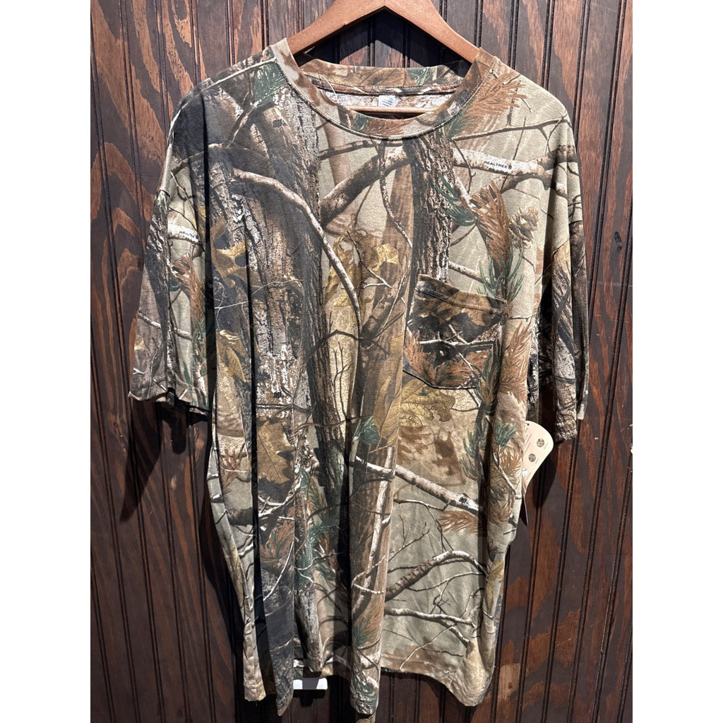 Realtree Camo Pocket T-Shirt Mens 2XL Brown Hardwood Timber Hunting Tee New