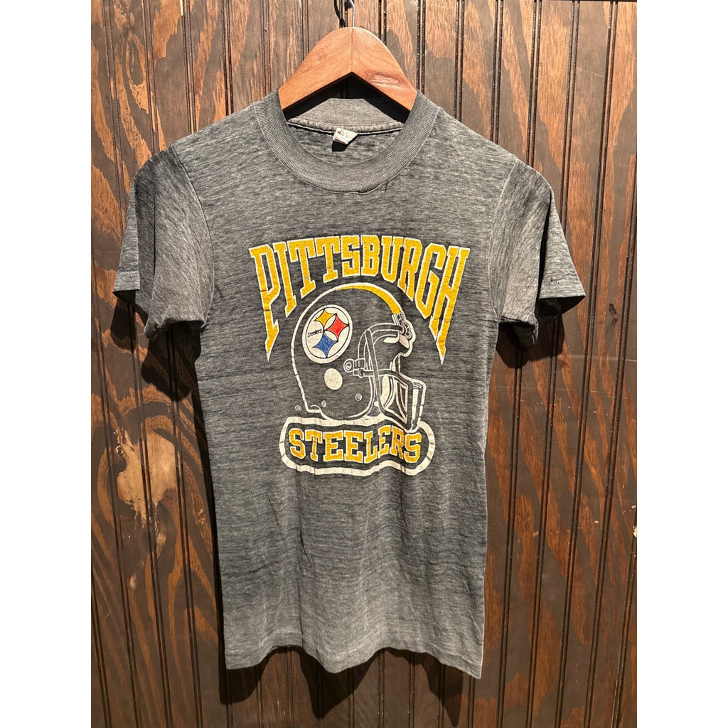 Vintage Pittsburgh Steelers NFL T-Shirt Heather Gray Graphic Tee 17x26 Slim Fit