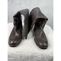 Vince Camuto Brown Leather Slouchy Knee High Boots Buckle Detail Side Zip