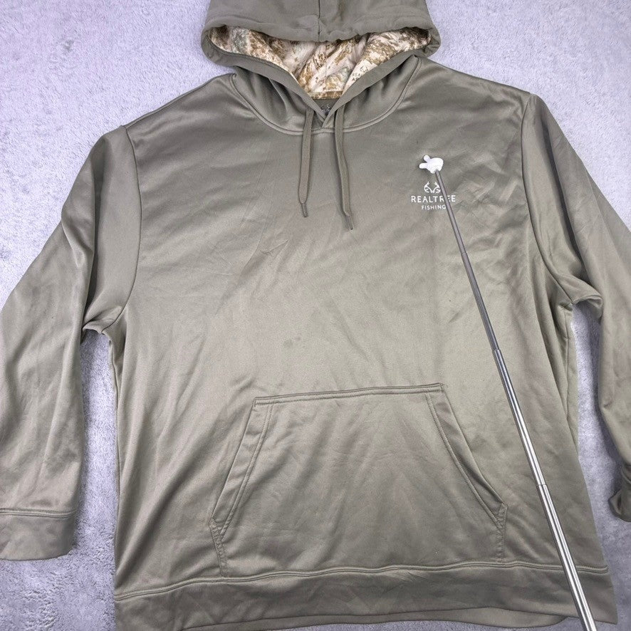 RealTree Fishing Hoodie Mens 2XL Camo Lined Pullover Hooded Sweatshirt