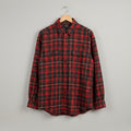 Polo Ralph Lauren Men XL Red Black Plaid Flannel Button Down Shirt Cotton Shirt