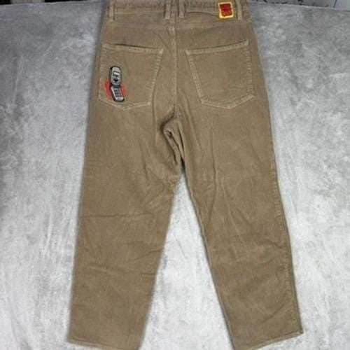 GMPR JRS Corduroy Pants Tan Straight Leg Embroidered Logo Size 32