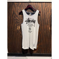 Stussy World Tour Mesh Tank Top White Graphic Sleeveless Jersey Mens XL