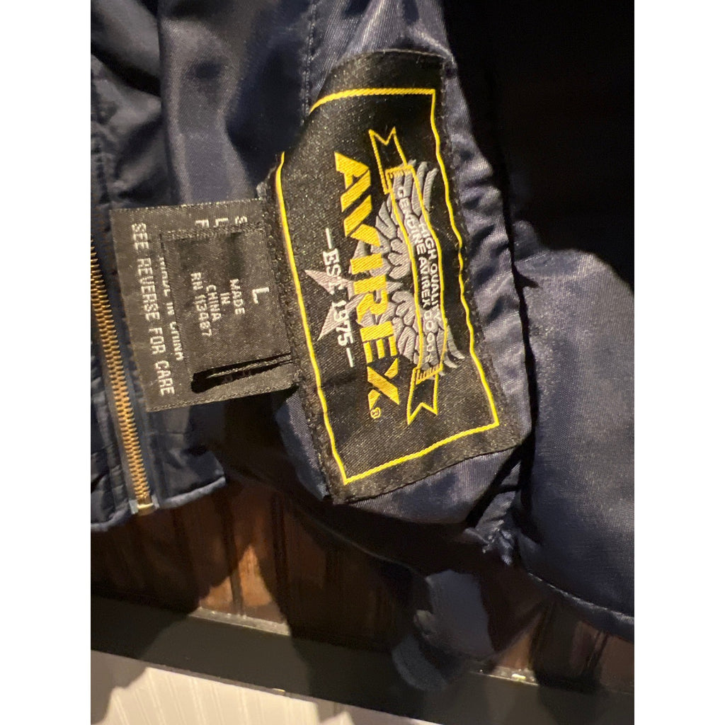 Avirex Reversible Bomber Jacket Mens Camo Quilted Navy Blue Flight Jacket