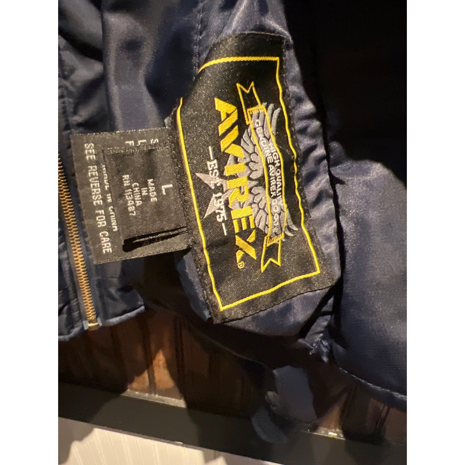 Avirex Reversible Bomber Jacket Mens Camo Quilted Navy Blue Flight Jacket
