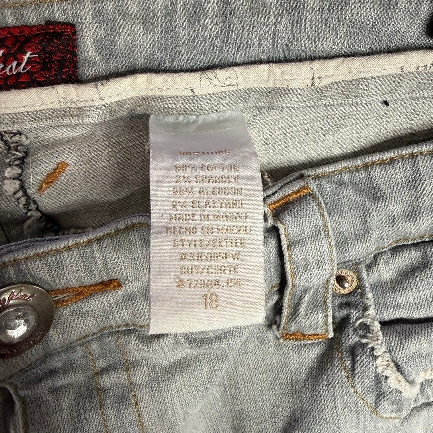Baby Phat Jeans Distressed Light Wash Bootcut Size 18 Authentic Denim