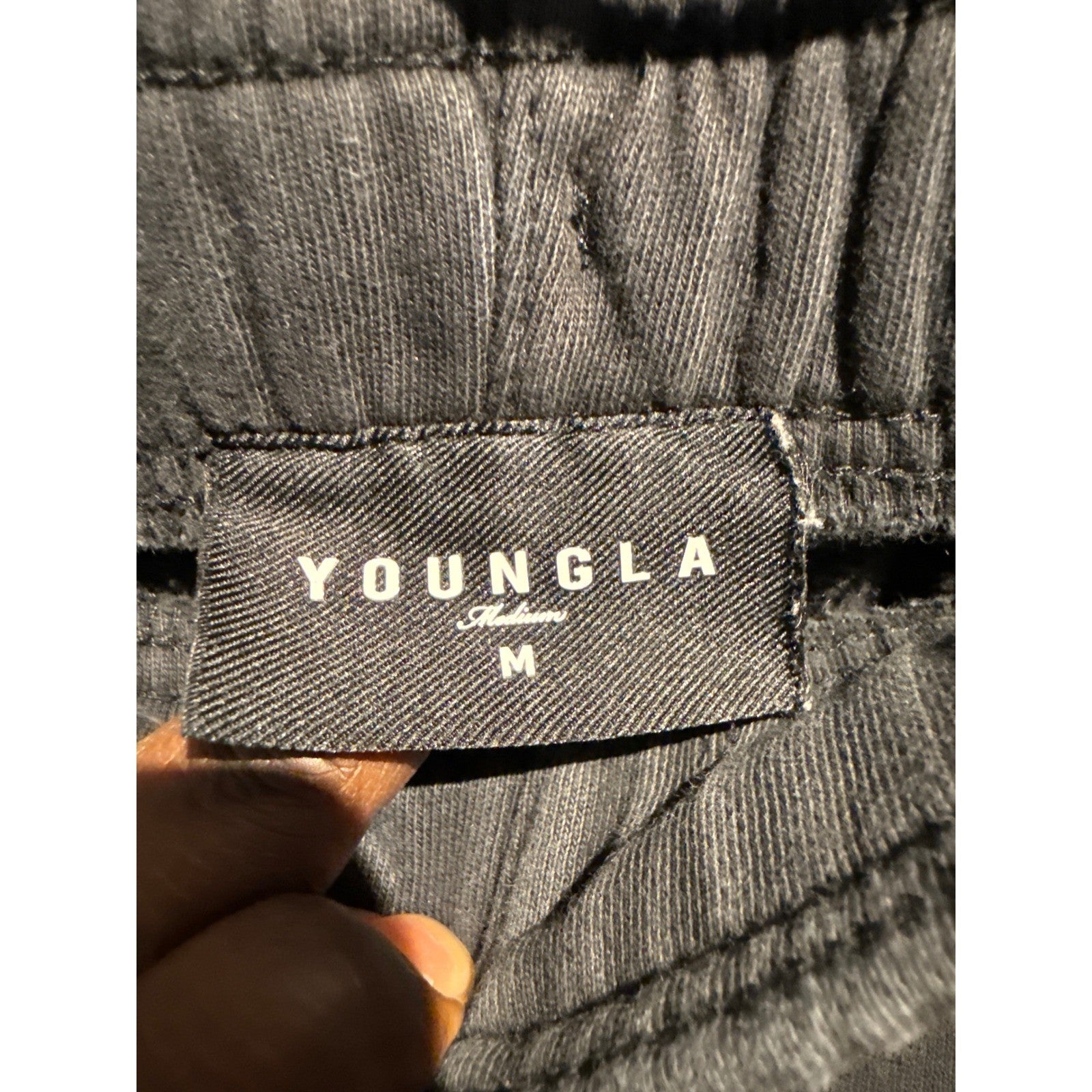YoungLA The Immortal Club Faded Black Sweat Shorts Mens Medium Vintage Wash 5in