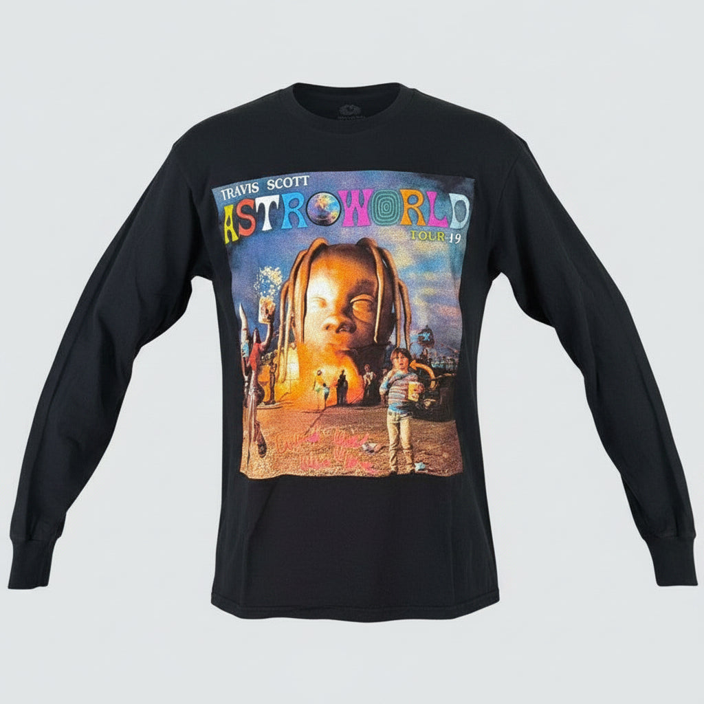 Travis Scott Astroworld Tour 19 Black Long Sleeve T Shirt Mens Size S