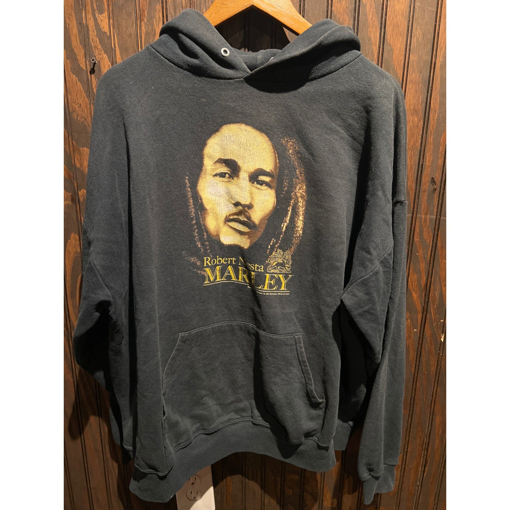 Bob Marley Zion Rootswear Black Graphic Hoodie Reggae Music Sweatshirt XL