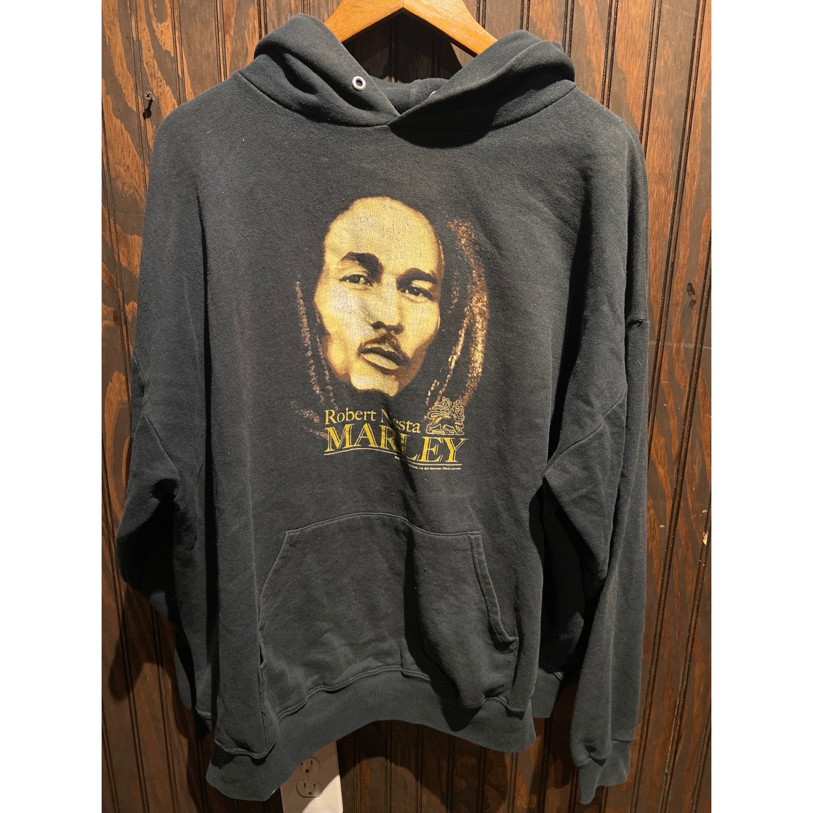Bob Marley Zion Rootswear Black Graphic Hoodie Reggae Music Sweatshirt XL