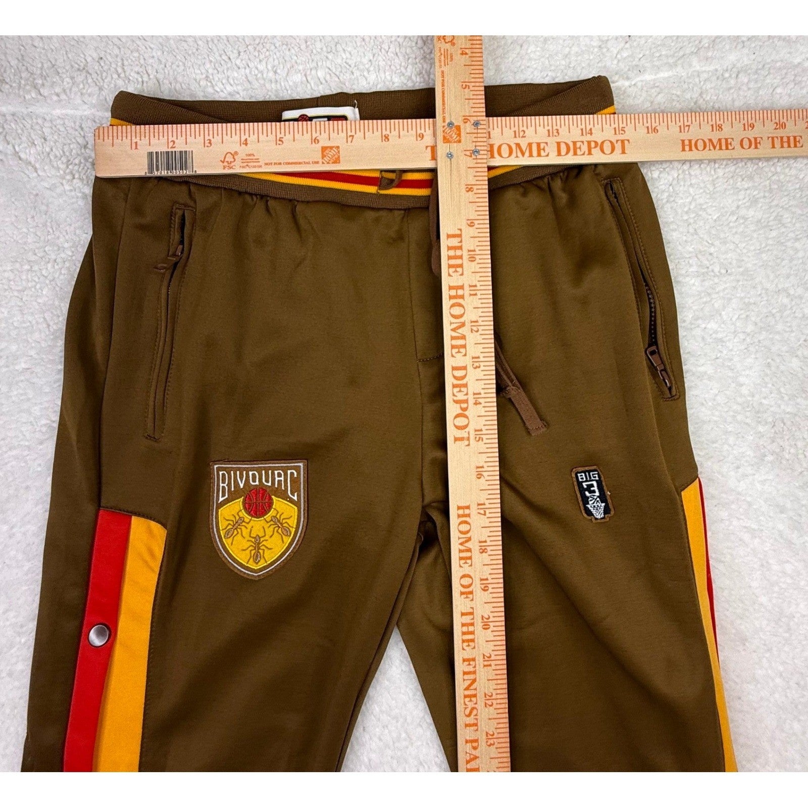 BIG3 Basketball Track Pants Brown Red Yellow Stripe Snap Button Men Size M
