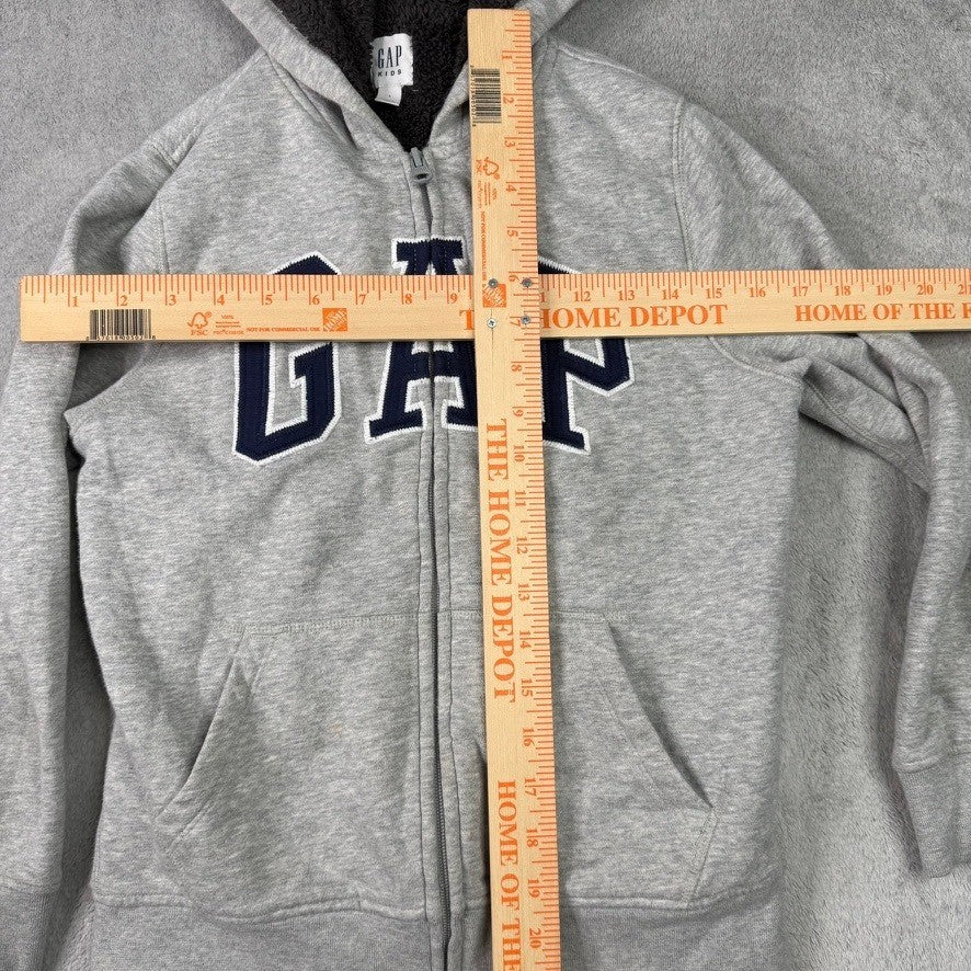 Gap Kids Boys Girls Gray Sherpa Lined Zip Up Hoodie Sweatshirt Size L